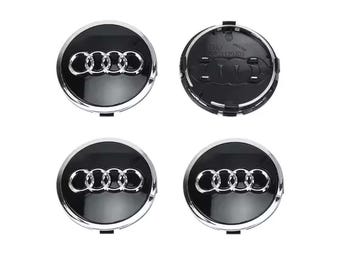 Para Audi 61 mm / 57 mm Anillo negro plateado – 4 tapacubos centrales de rueda 4M0601170