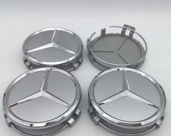 For Mercedes 75mm / 70mm Matte Silver – 4pcs Wheel Center Hub Caps