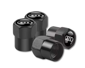 4 Pcs Tire Valve Caps for Audi Text Logo Rings Stem Dust Cap Car Accessories Black, car, motorcycle, bicycle