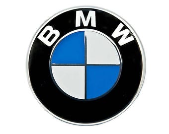 Juego de 4 pegatinas metálicas para tapacubos y emblemas de llantas BMW de 45 mm, 56 mm, 60 mm, 65 mm y 70 mm, color azul y blanco.