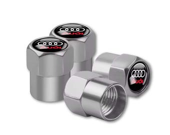 4 Pcs Tire Valve Caps for Audi Red Text Logo Rings Stem Dust Cap Car Accessories Silver, car, motorcycle, bicycle