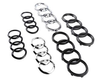 Audi Grille Rings Emblem Badge – Silver Black ABS Exterior Styling Front / Rear