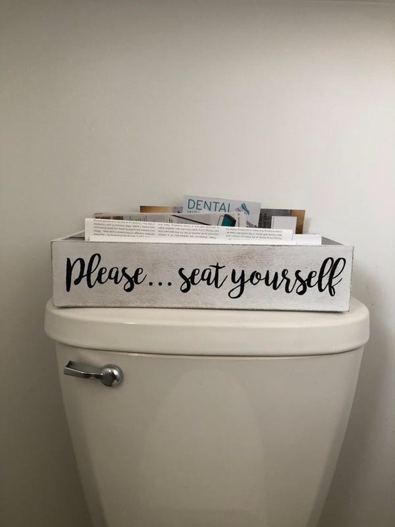 Rustic Bathroom Topper Tray Set Please Seat Yourself Toilet Etsy