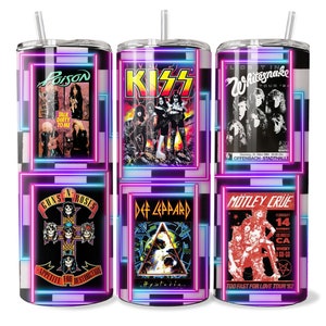 Jaren 80 rockbands Tumbler 20oz, vintage rockmuziek drinkgerei, ideaal cadeau voor rock-&#39;n-roll-liefhebbers