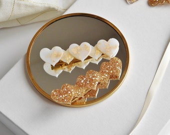 Barrette Coeur à paillettes pour les cheveux, Pince crocodile pour Femme et Enfant, Idée Cadeau Noel petit budget