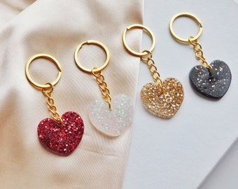 Sequin Heart Key Ring, Gift Idea for Woman