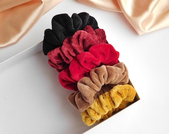 Velvet scrunchie for fall, elastic and hair accessory for women and children