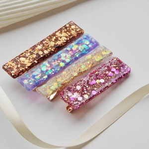 Barrette Résine à paillettes pour les cheveux, Pince crocodile pour Femme et Enfant, Idée cadeau petit budget image 5