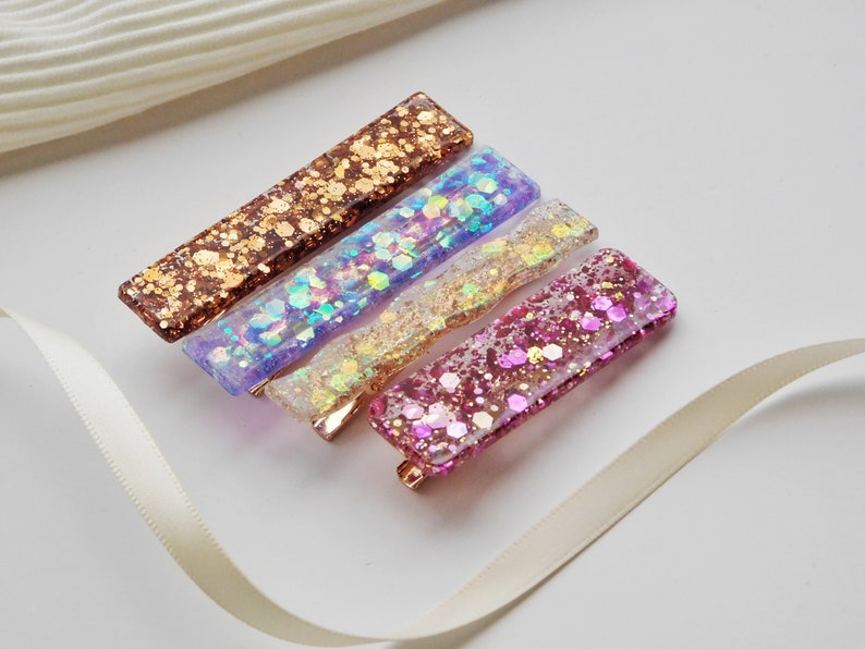Resin Hair clip with Glitter, Budget Gift Idea, Hair Accessory for Woman image 5