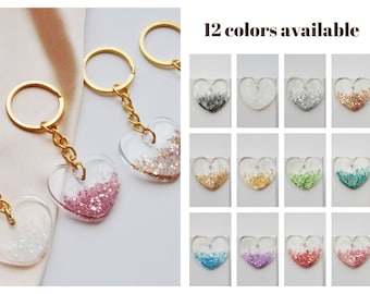 Heart Keychain with Glitter, Gift Idea for Woman