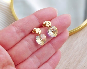 Boucle d'oreille pendante Coeur cristal et Acier Inoxydable pour Femme