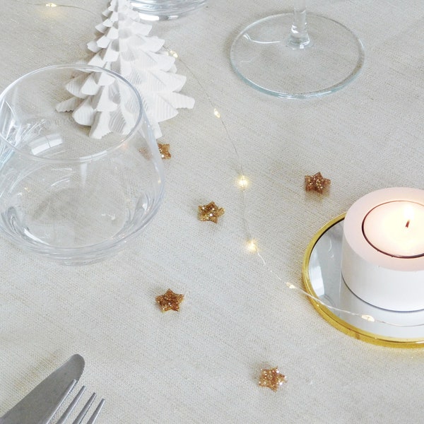 Décoration de Table pour Noël, Etoile en Résine à Paillettes