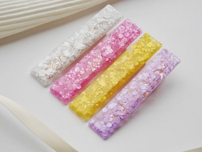 Resin Hair clip with Glitter, Budget Gift Idea, Hair Accessory for Woman image 9