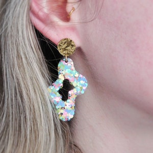 Boucles d'oreilles pendante en Résine et Acier Inoxydable pour Femme, Bijoux Géométrique personnalisable image 3