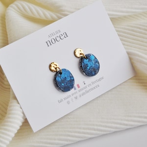 Boucle d'oreille pendante en Résine et Acier Inoxydable pour Femme, Boucle d'oreille personnalisable Navy