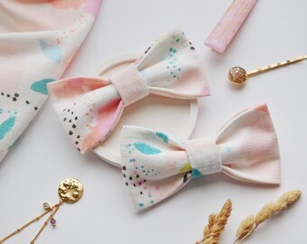 Bow barrette for the hair with flower pattern, Hair accessory for Women and Girls