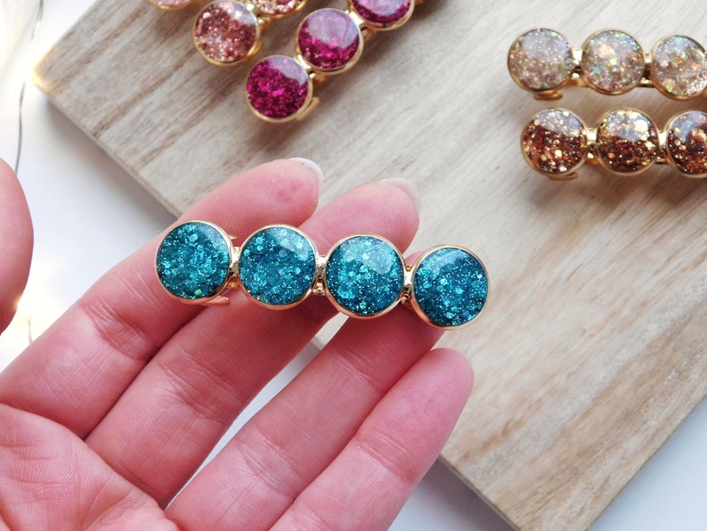 Barrette Résine à paillettes pour les cheveux, Pince pour Femme et Enfant, Idée cadeau petit budget image 3