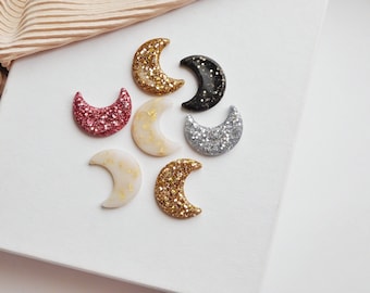 Glitter Moon Pin, Low Budget Gift Idea, Brooch and Badge for jacket