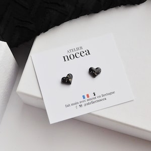 Boucle d'oreille coeur à paillettes, Idée Cadeau petit budget pour Femme, Clou et puce minimaliste image 6