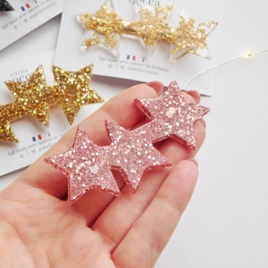 Barrette étoile à paillettes, Pince crocodile pour Femme et Enfant, Idée cadeau petit budget Pink