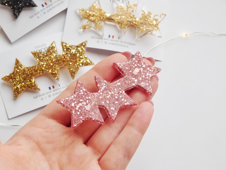 Barrette étoile à paillettes, Pince crocodile pour Femme et Enfant, Idée cadeau petit budget image 8