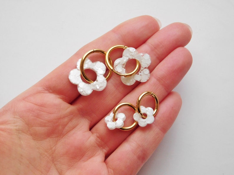 Earring Flower, Stainless Steel Hoop for Women and Children image 7