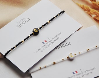 Bracelet Perle Lune & Miyuki Noeud Coulissant, Bracelet Chic et Élégant