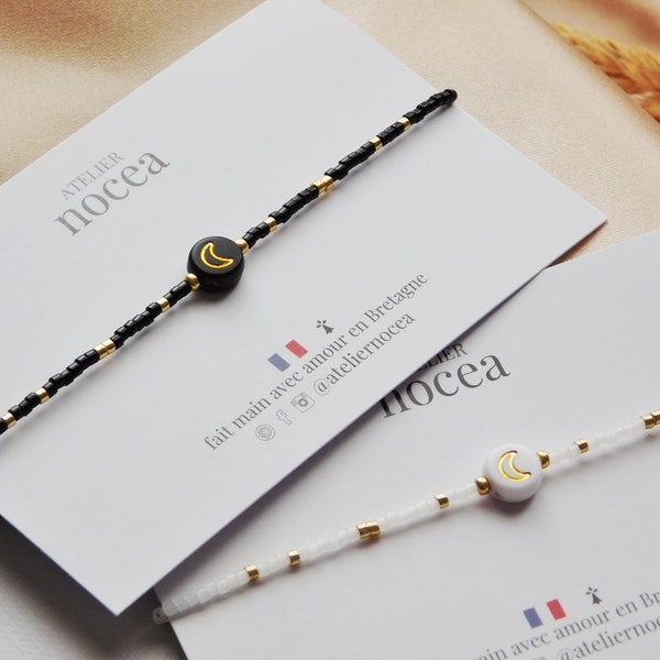 Bracelet Perle Lune & Miyuki Noeud Coulissant, Bracelet Chic et Élégant