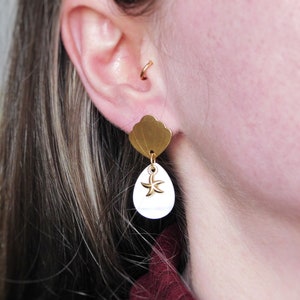 Dangling Stainless Steel Seashell Earring for Women, Starfish Earring image 7