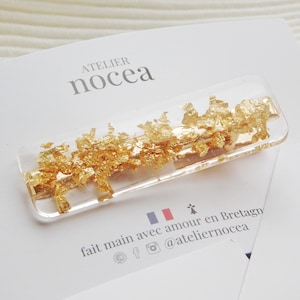 Barrette Résine à paillettes pour les cheveux, Idée cadeau petit budget, Pince crocodile pour Femme et Enfant, Accessoire de coiffure Flake - Gold