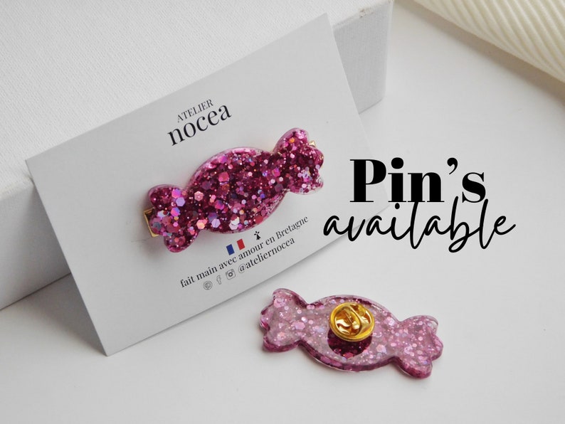 Barrette Bonbon à paillettes en Résine, Pince crocodile pour Femme et Enfant, Idée cadeau Noel petit budget image 9