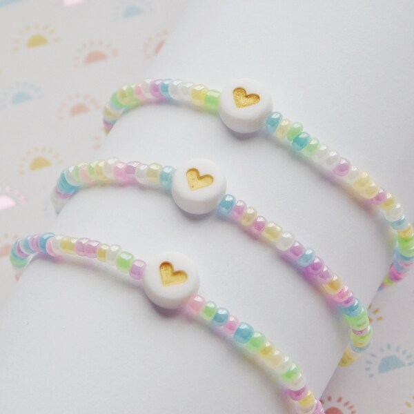 Bracelet Perle Pastel Amour Amitié, Bracelet Enfant