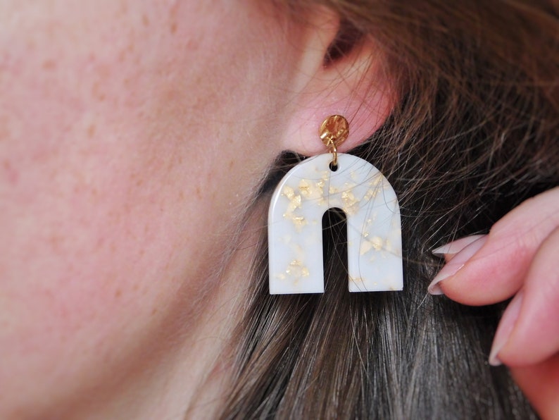 Boucle d'oreille pendante en Résine et Acier Inoxydable pour Femme, Boucle d'oreille personnalisable image 7