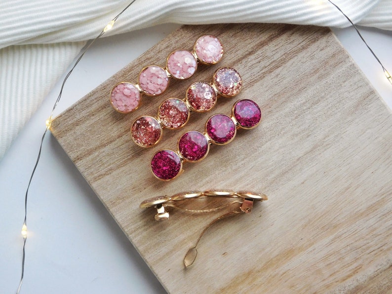 Barrette Résine à paillettes pour les cheveux, Pince pour Femme et Enfant, Idée cadeau petit budget image 1