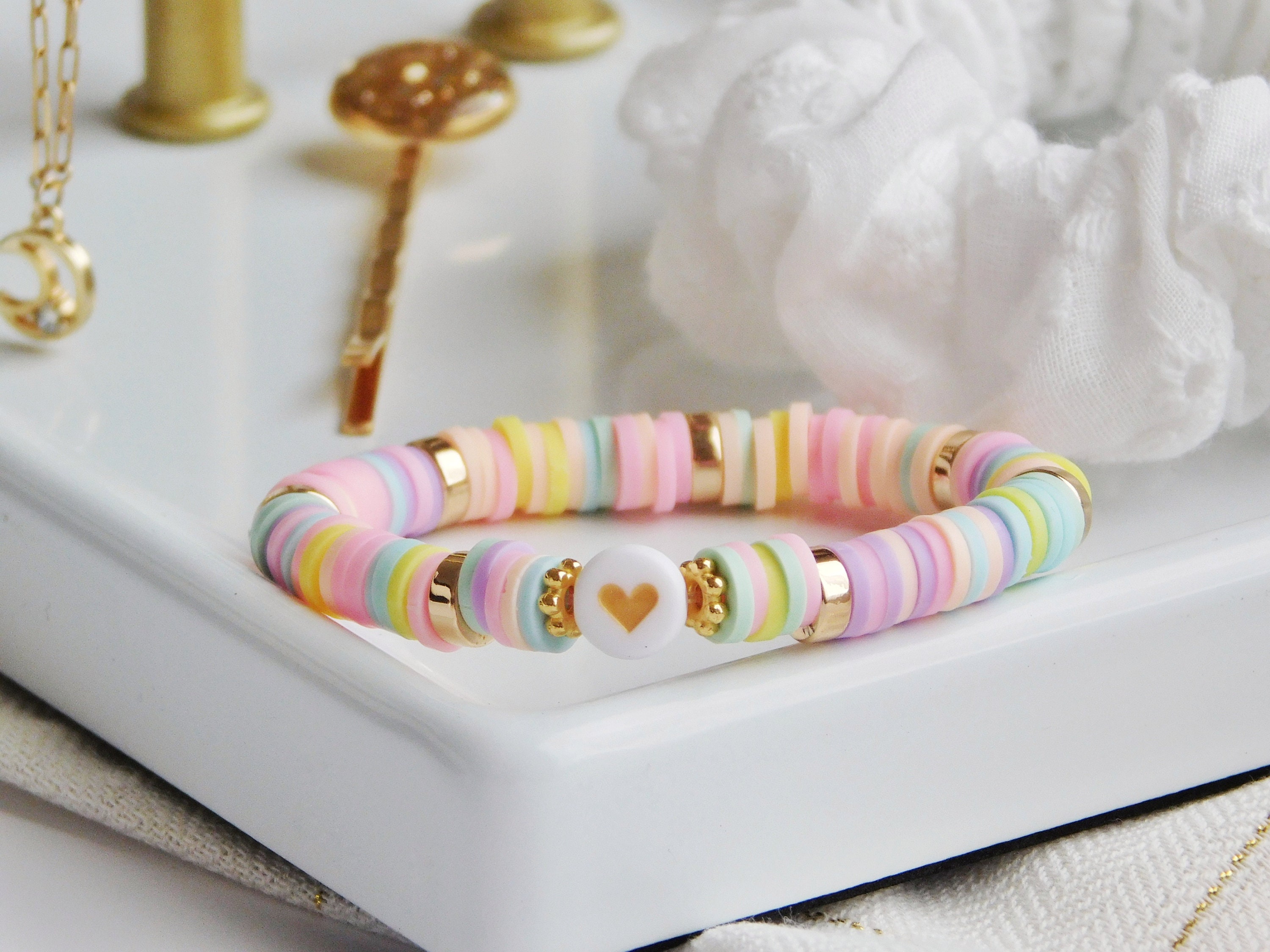 FAERLIIRY Heishi 2.5 Acrylic Bracelet and Jewellery Set, No