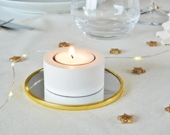 Candlestick White Jesmonite Tealight Holder, Interior Decoration, Affordable Christmas Gift Idea