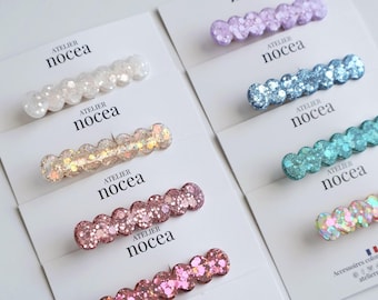 Barrette Résine à paillettes pour les cheveux, Pince crocodile pour Femme et Enfant, Idée cadeau petit budget