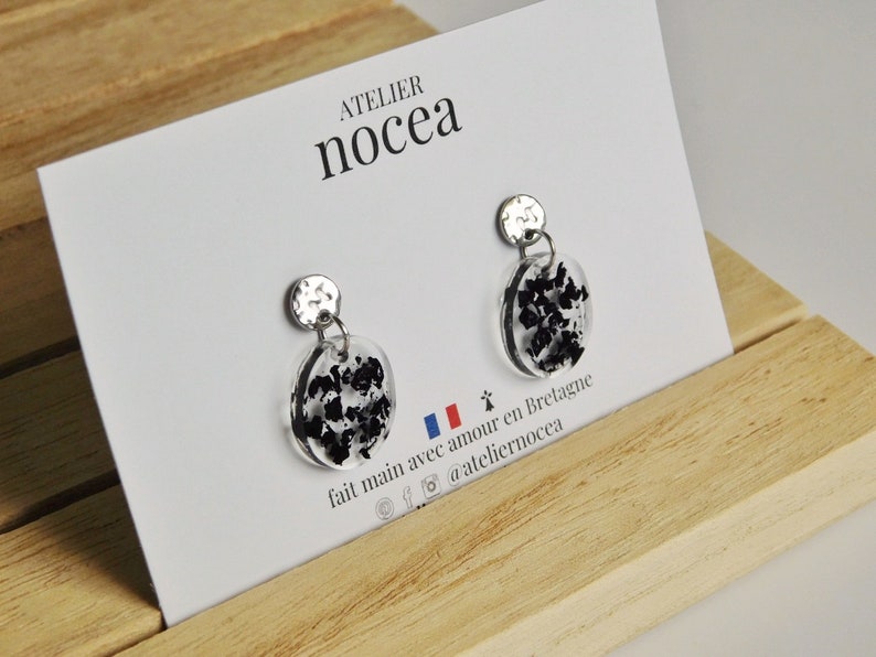 Boucle d'oreille pendante en Résine et Acier Inoxydable pour Femme, Boucle d'oreille personnalisable image 9