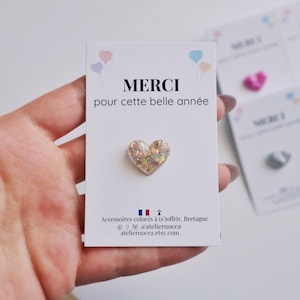 Glitter Heart Resin Pin for Women, Gift for Teacher Assistant (Atsem) Nanny