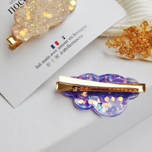 Barrette Nuage en Résine à paillettes, Pince crocodile pour Femme et Enfant, Idée cadeau Noel petit budget image 4