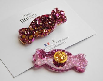 Glitter Candy Pin in hars voor vrouwen, Low Budget cadeau-idee voor vrouwen en kinderen
