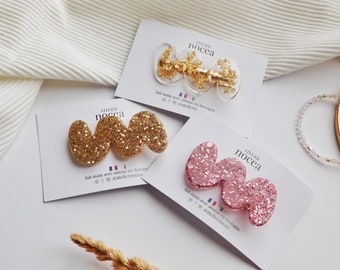 Barrette Résine à paillettes pour les cheveux, Idée cadeau petit budget, Pince crocodile pour Femme et Enfant, Accessoire de coiffure