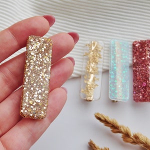 Barrette Résine à paillettes pour les cheveux, Idée cadeau petit budget, Pince crocodile pour Femme et Enfant, Accessoire de coiffure image 7