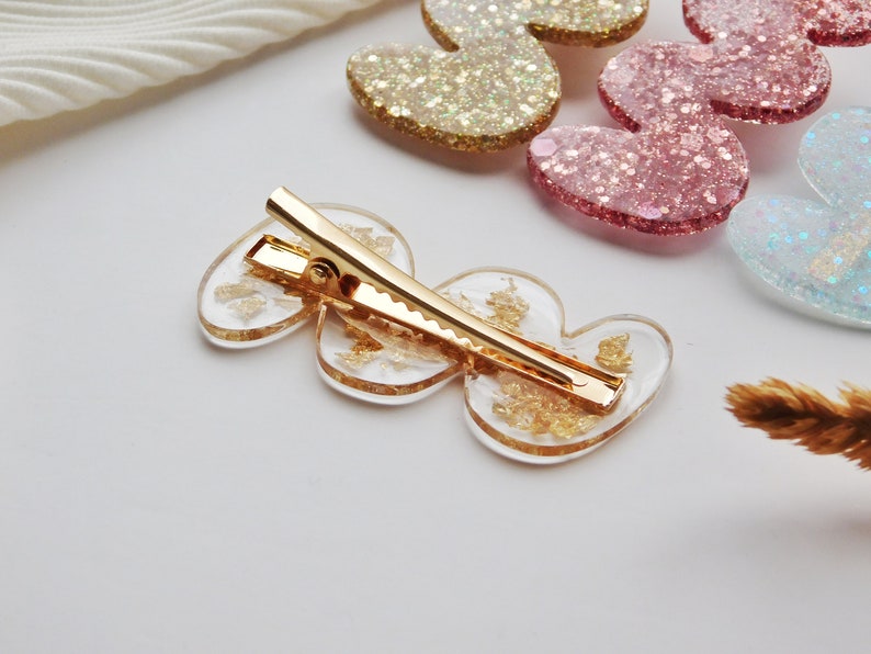 Barrette Résine à paillettes pour les cheveux, Idée cadeau petit budget, Pince crocodile pour Femme et Enfant, Accessoire de coiffure image 8