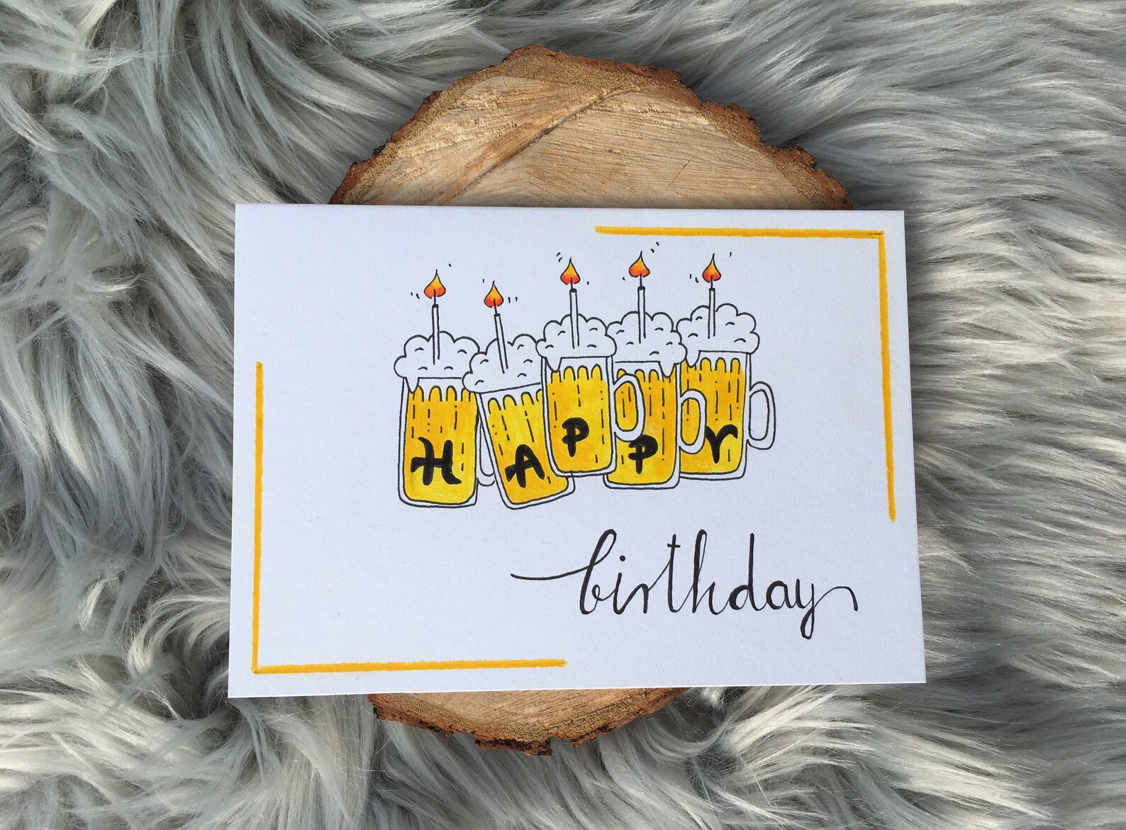 Karte Happy Birthday Glückwunsch Geburtstag Bier Lustig Gelb Etsy