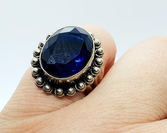 Silver Blue Crystal Ring
