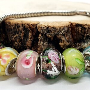 Murano Glass Charm Beads in Flower Designs