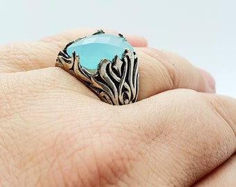 Beautiful Cloudy Aquamarine Ring