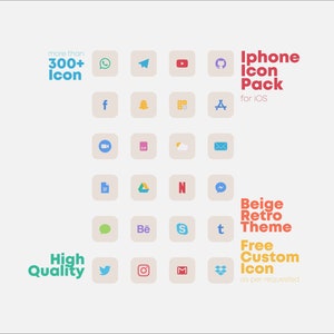 Beige Pastel tone iOS15 Icon Pack  | Retro soft tone Social Media iPhone | Free additional icon upon request | Retro minimal Icon pack