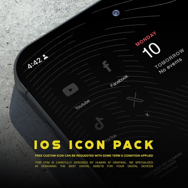 Super Dark Mode Titanium Dark Grey iOS17 Icon Pack, Matte Black Social Media iPhone, Dark Minimal iOS Icon pack, iphone15 icon pack, ios17